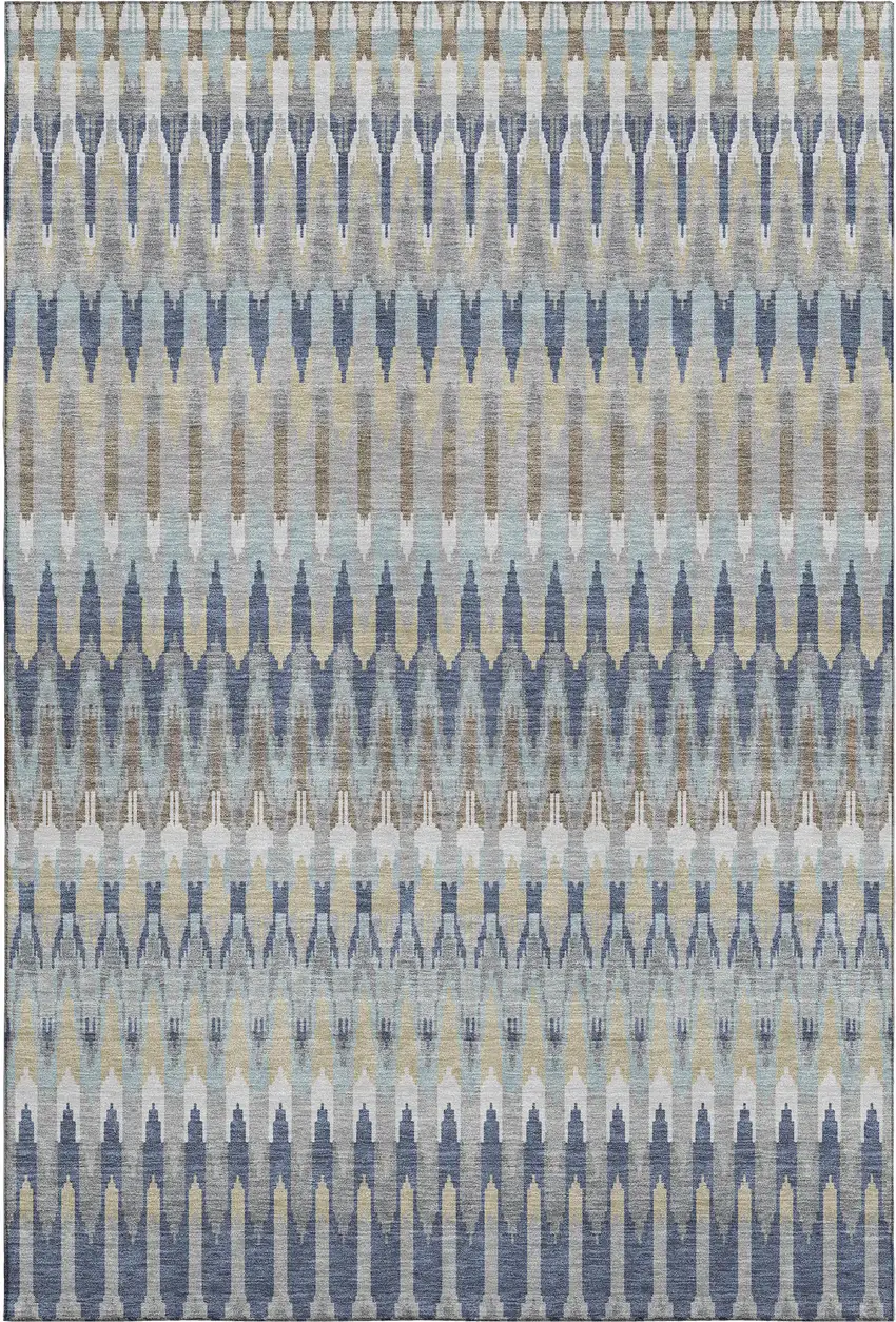 Taupe Gold And Gray Southwestern Washable Area Rug With UV Protection Photo 1