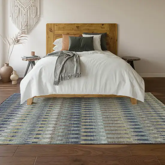 Taupe Gold And Gray Southwestern Washable Area Rug With UV Protection Photo 5