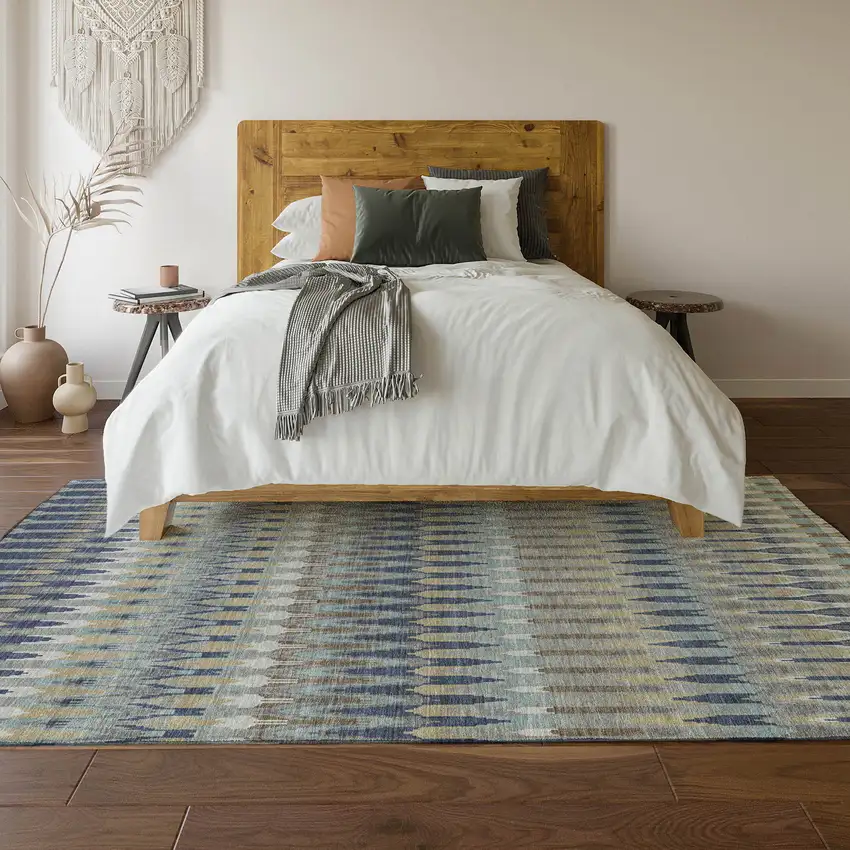 Taupe Gold And Gray Southwestern Washable Area Rug With UV Protection Photo 5