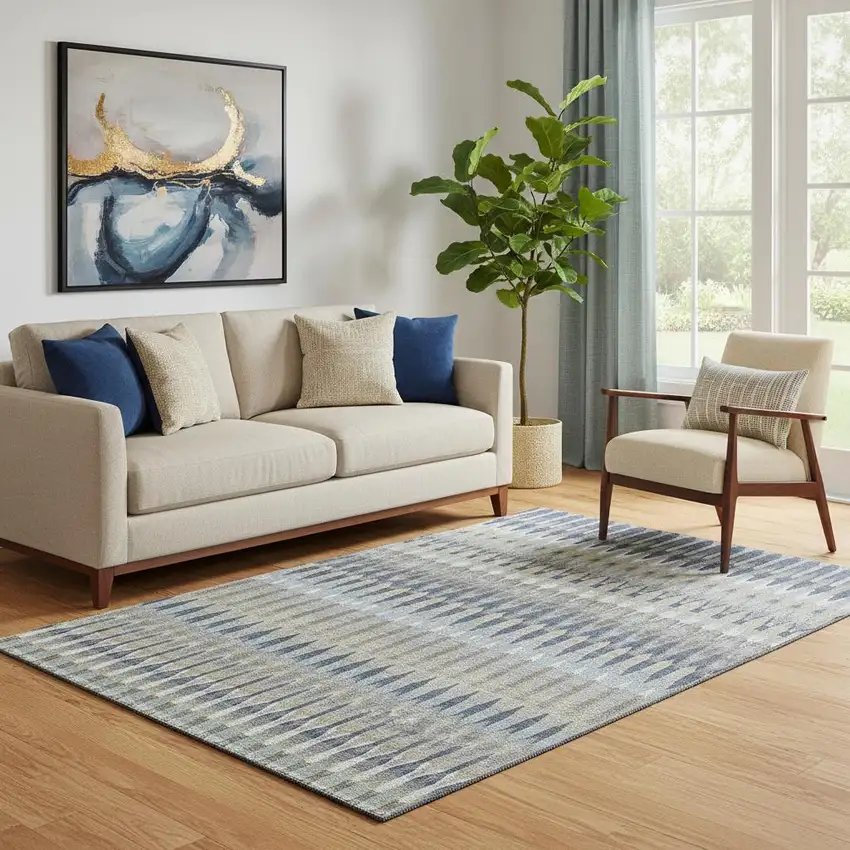 Taupe Gold And Gray Southwestern Washable Area Rug With UV Protection Photo 1