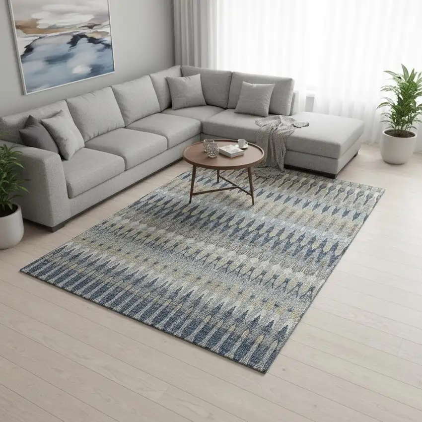 Taupe Gold And Gray Southwestern Washable Area Rug With UV Protection Photo 2