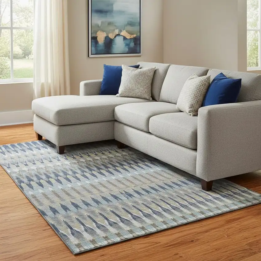 Taupe Gold And Gray Southwestern Washable Area Rug With UV Protection Photo 1