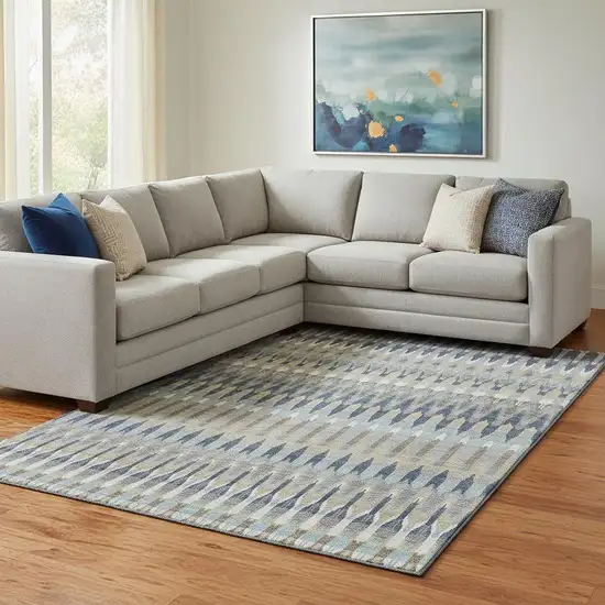 Taupe Gold And Gray Southwestern Washable Area Rug With UV Protection Photo 1