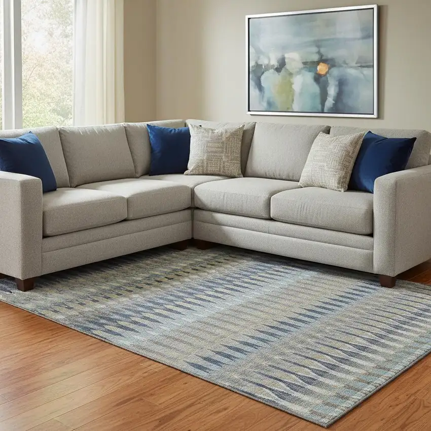 Taupe Gold And Gray Southwestern Washable Area Rug With UV Protection Photo 1