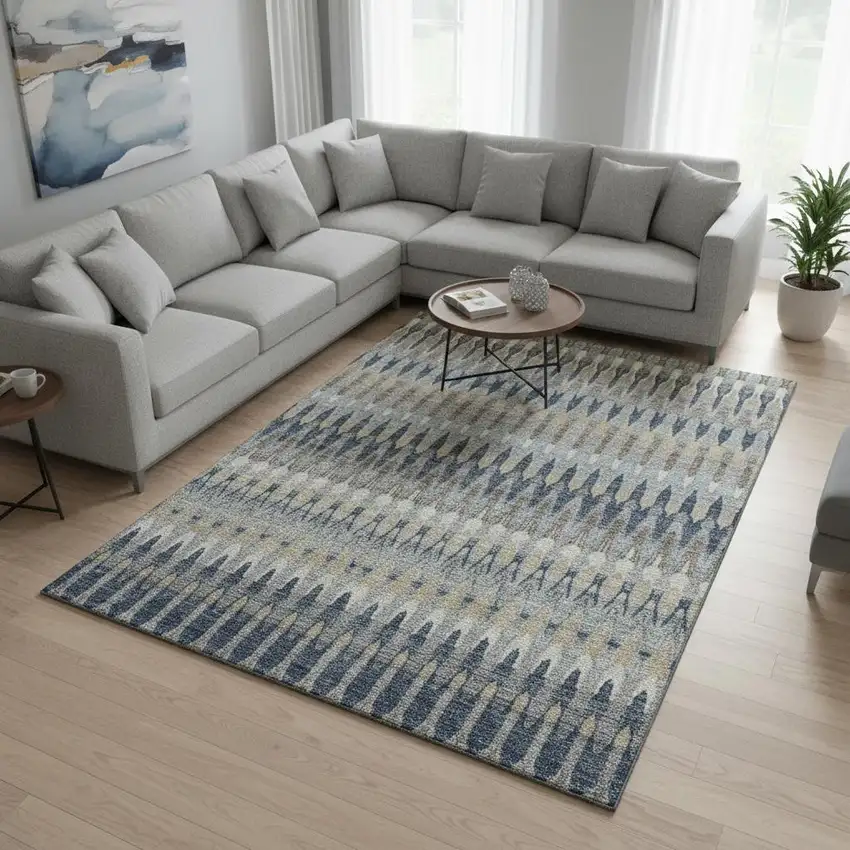 Taupe Gold And Gray Southwestern Washable Area Rug With UV Protection Photo 2