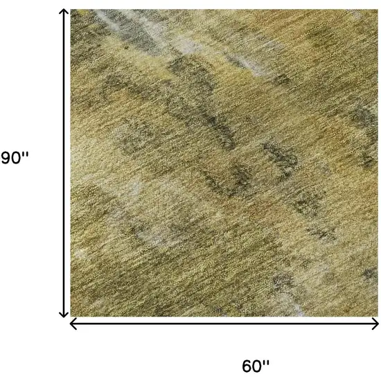 Taupe Gold And Ivory Abstract Washable Area Rug With UV Protection Photo 9