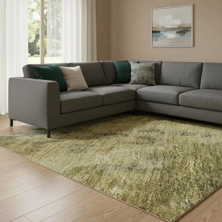 Taupe Gold And Ivory Abstract Washable Area Rug With UV Protection Photo 2