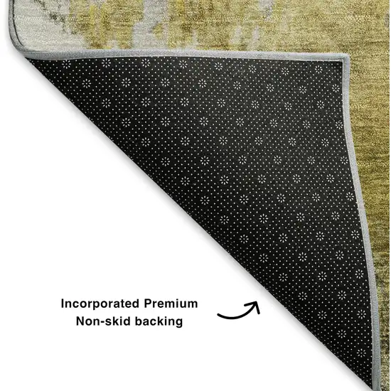 Taupe Gold And Ivory Abstract Washable Area Rug With UV Protection Photo 7
