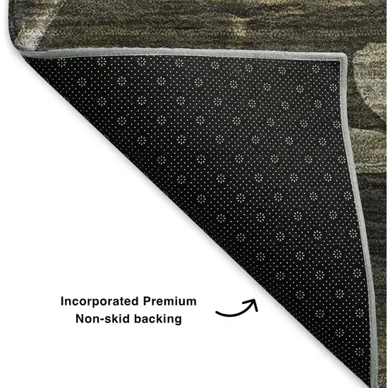 Taupe Gold And Ivory Floral Washable Area Rug With UV Protection Photo 6