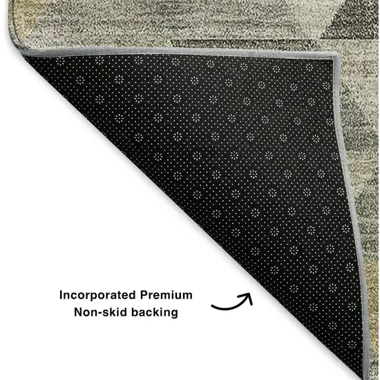 Taupe Gold And Ivory Geometric Washable Area Rug With UV Protection Photo 9