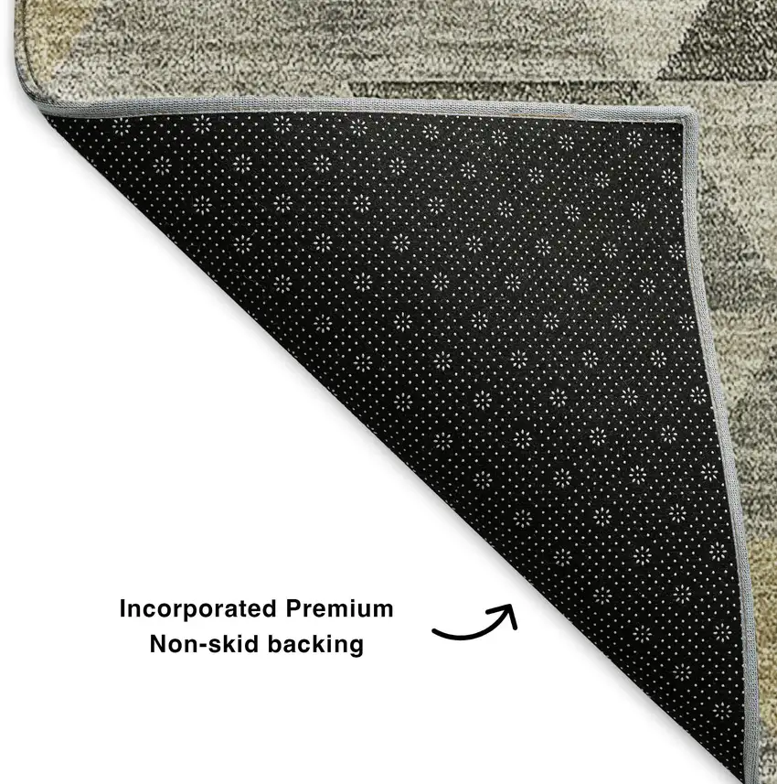 Taupe Gold And Ivory Geometric Washable Area Rug With UV Protection Photo 9