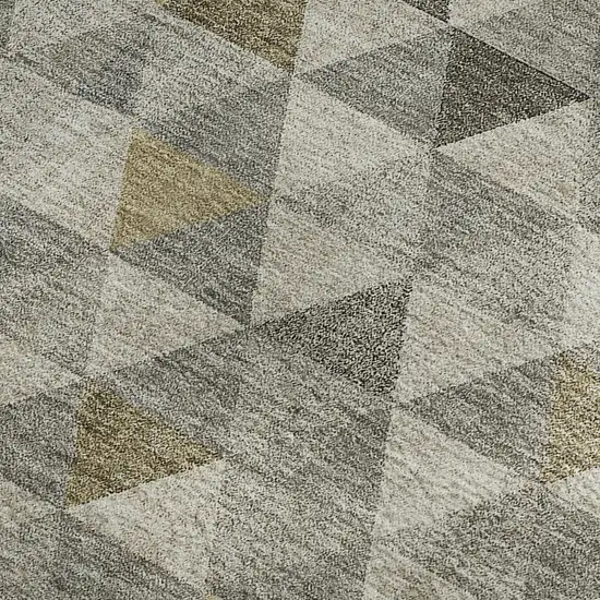 Taupe Gold And Ivory Geometric Washable Area Rug With UV Protection Photo 7