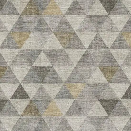 Taupe Gold And Ivory Geometric Washable Area Rug With UV Protection Photo 8