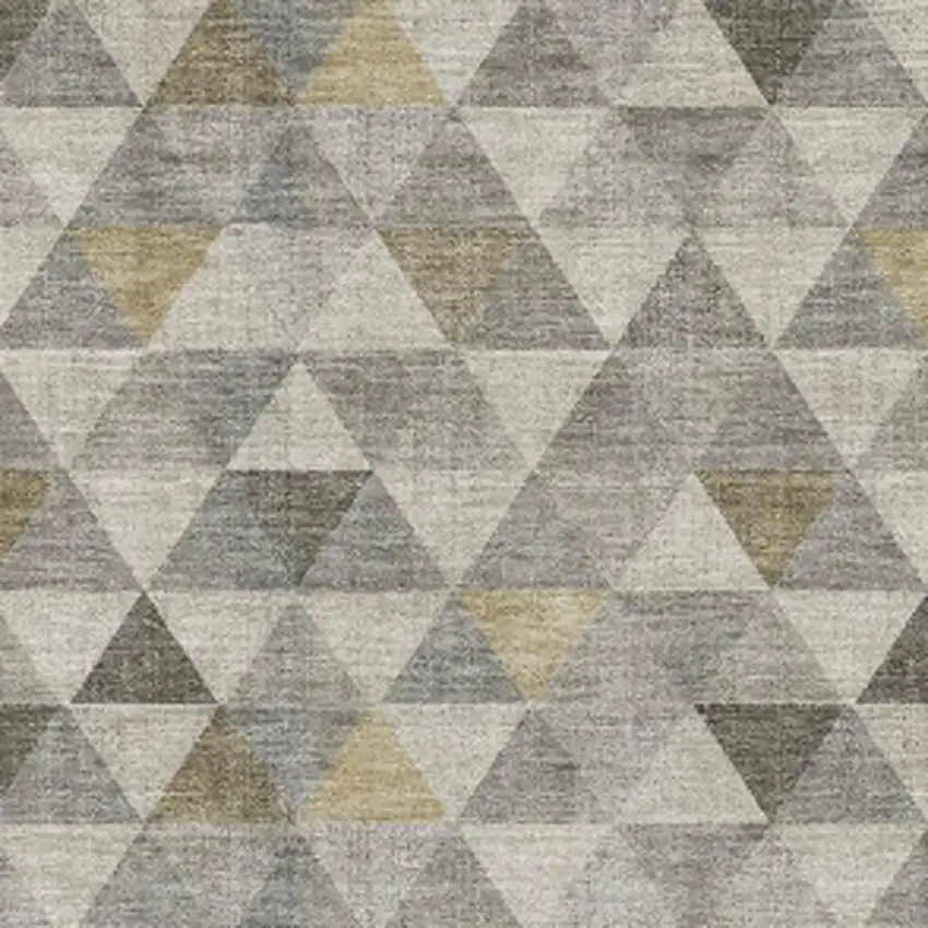 Taupe Gold And Ivory Geometric Washable Area Rug With UV Protection Photo 8