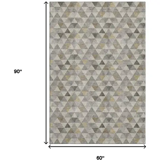 Taupe Gold And Ivory Geometric Washable Area Rug With UV Protection Photo 7