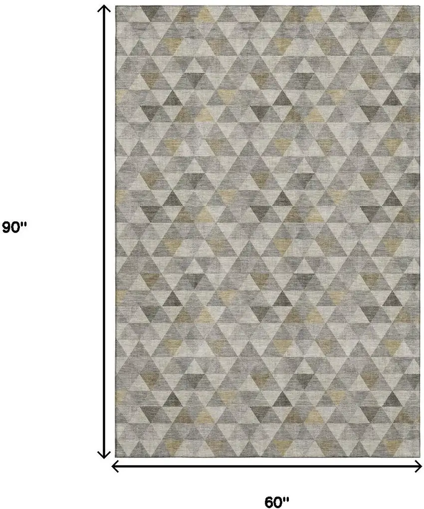 Taupe Gold And Ivory Geometric Washable Area Rug With UV Protection Photo 7