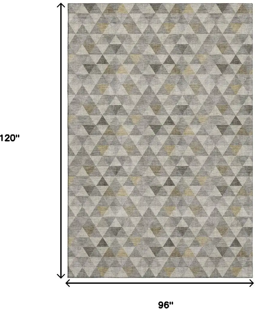 Taupe Gold And Ivory Geometric Washable Area Rug With UV Protection Photo 3