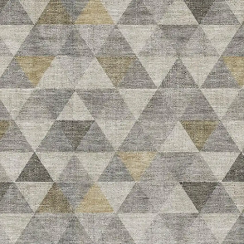 Taupe Gold And Ivory Geometric Washable Area Rug With UV Protection Photo 3