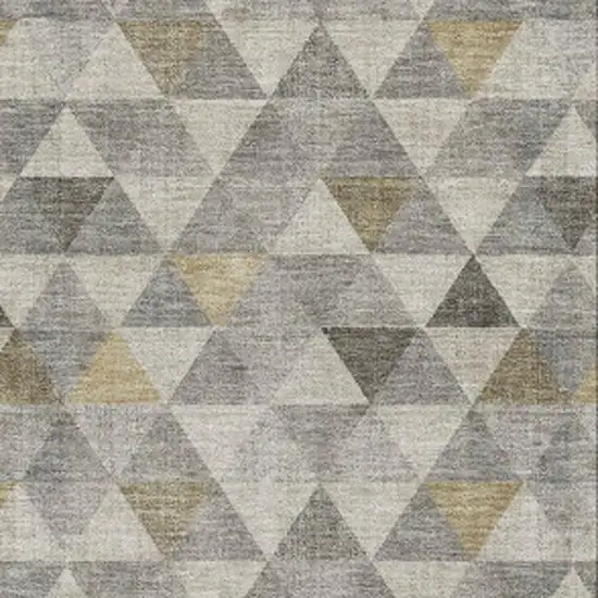 Taupe Gold And Ivory Geometric Washable Area Rug With UV Protection Photo 8