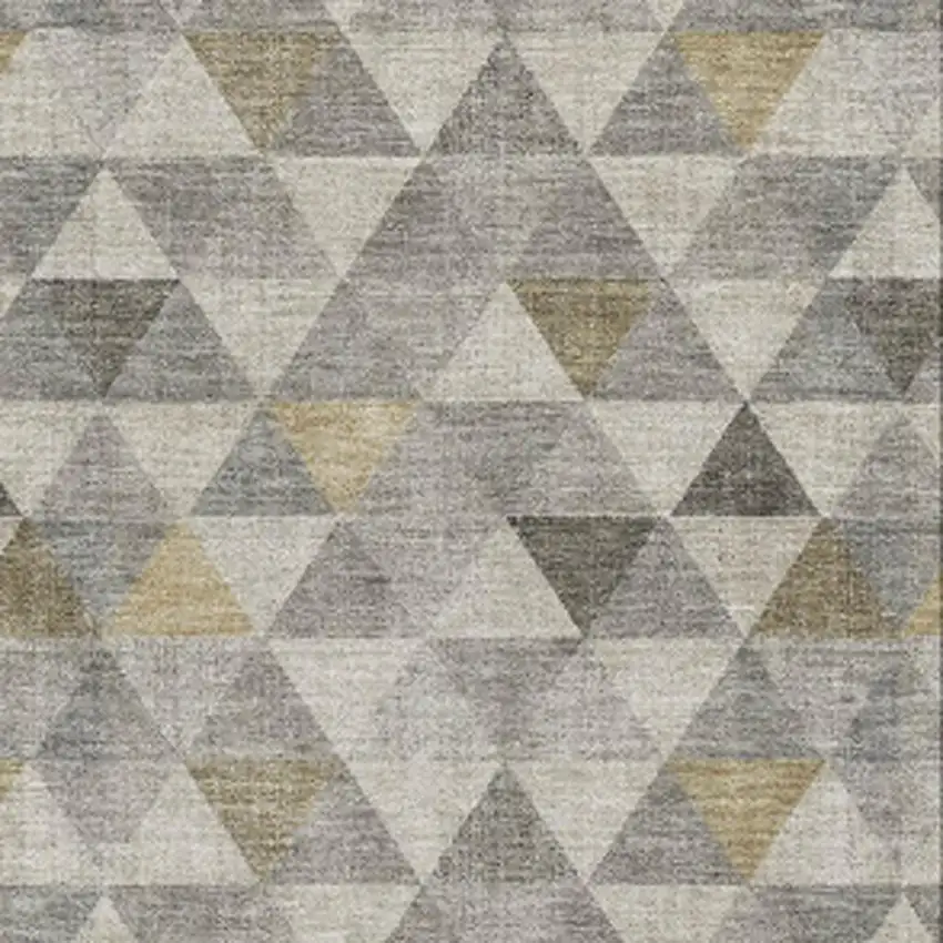 Taupe Gold And Ivory Geometric Washable Area Rug With UV Protection Photo 8