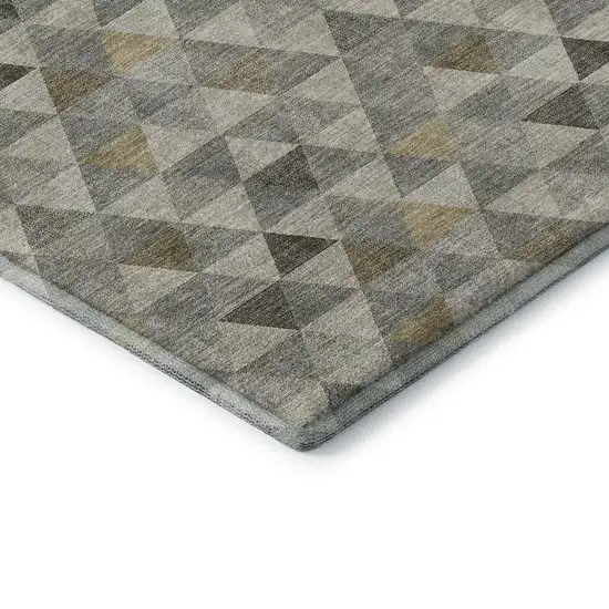 Taupe Gold And Ivory Geometric Washable Area Rug With UV Protection Photo 9