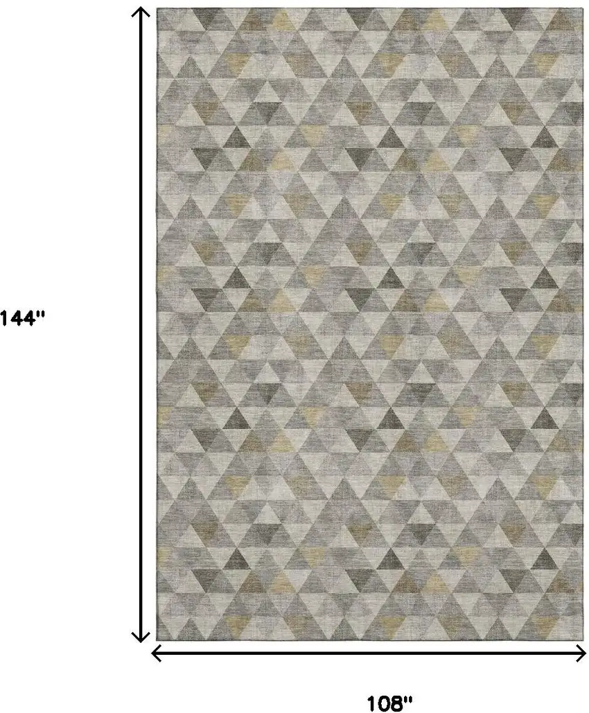 Taupe Gold And Ivory Geometric Washable Area Rug With UV Protection Photo 3