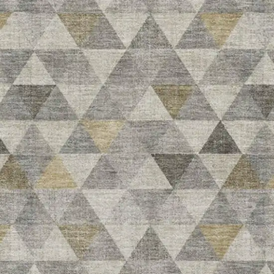 Taupe Gold And Ivory Geometric Washable Area Rug With UV Protection Photo 7