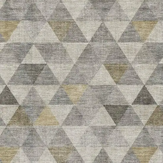 Taupe Gold And Ivory Geometric Washable Area Rug With UV Protection Photo 3