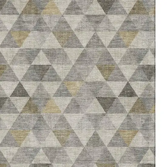 Taupe Gold And Ivory Geometric Washable Area Rug With UV Protection Photo 8