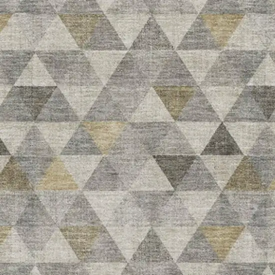 Taupe Gold And Ivory Geometric Washable Area Rug With UV Protection Photo 7