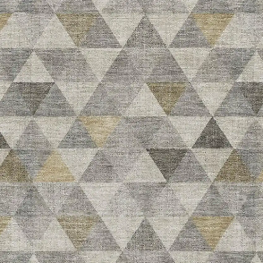 Taupe Gold And Ivory Geometric Washable Area Rug With UV Protection Photo 7