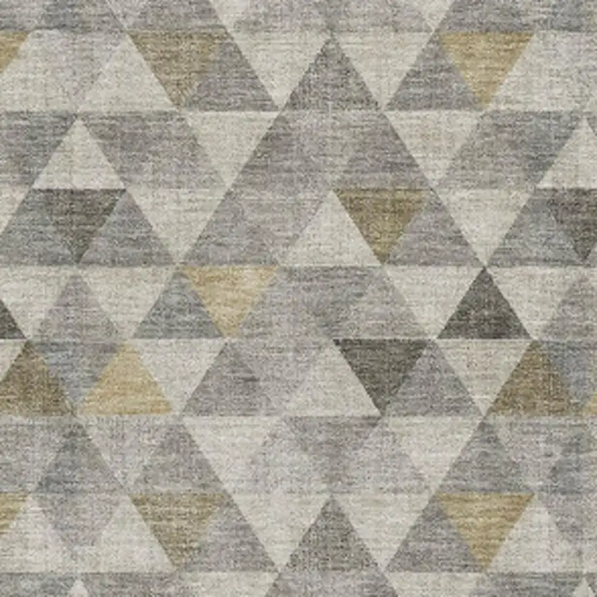 Taupe Gold And Ivory Geometric Washable Area Rug With UV Protection Photo 3