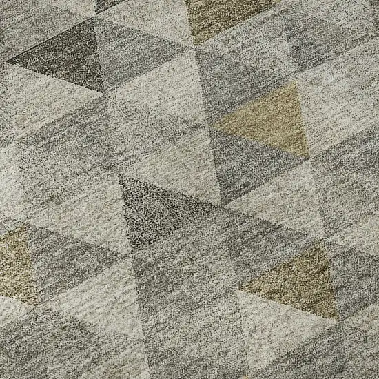 Taupe Gold And Ivory Geometric Washable Area Rug With UV Protection Photo 9