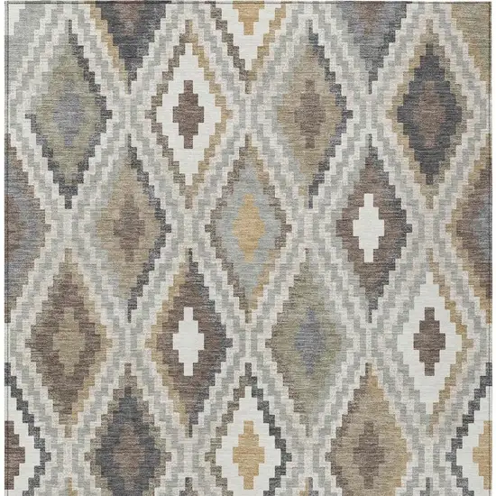 Taupe Gold And Ivory Geometric Washable Indoor Outdoor Area Rug Photo 6