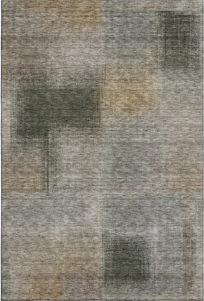 Taupe Gray And Beige Abstract Washable Area Rug With UV Protection Photo 1