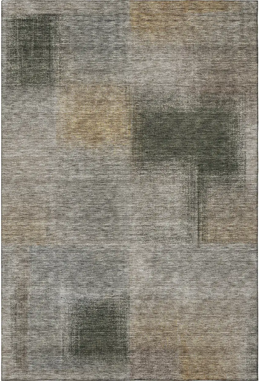 Taupe Gray And Beige Abstract Washable Area Rug With UV Protection Photo 4