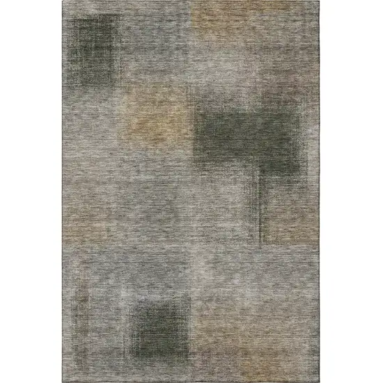 Taupe Gray And Beige Abstract Washable Area Rug With UV Protection Photo 4