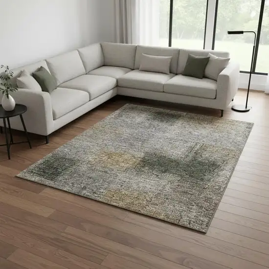 Taupe Gray And Beige Abstract Washable Area Rug With UV Protection Photo 2
