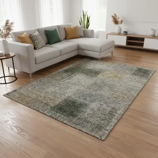 Taupe Gray And Beige Abstract Washable Area Rug With UV Protection Photo 2