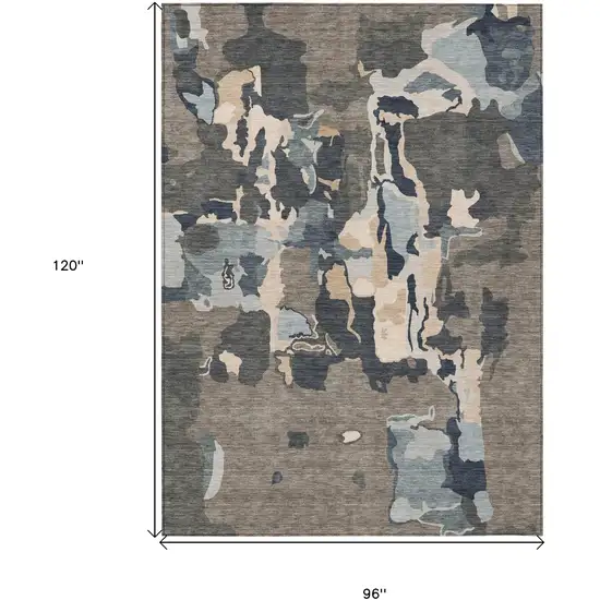 Taupe Gray And Beige Abstract Washable Indoor Outdoor Area Rug Photo 3