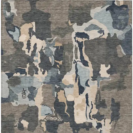 Taupe Gray And Beige Abstract Washable Indoor Outdoor Area Rug Photo 6