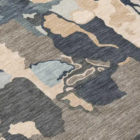 Taupe Gray And Beige Abstract Washable Indoor Outdoor Area Rug Photo 5