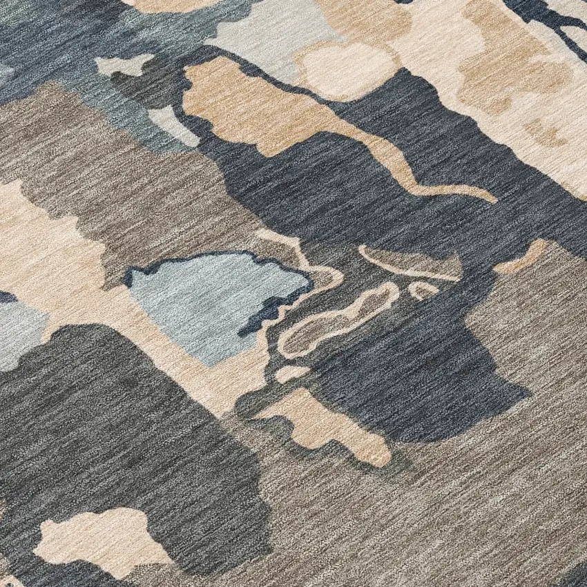 Taupe Gray And Beige Abstract Washable Indoor Outdoor Area Rug Photo 5