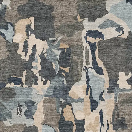 Taupe Gray And Beige Abstract Washable Indoor Outdoor Area Rug Photo 6