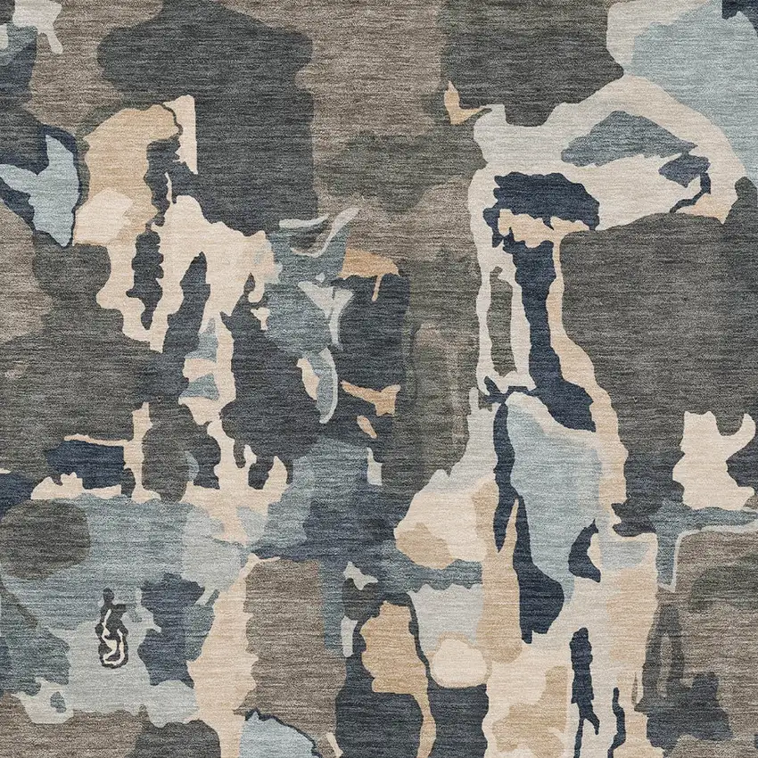 Taupe Gray And Beige Abstract Washable Indoor Outdoor Area Rug Photo 6