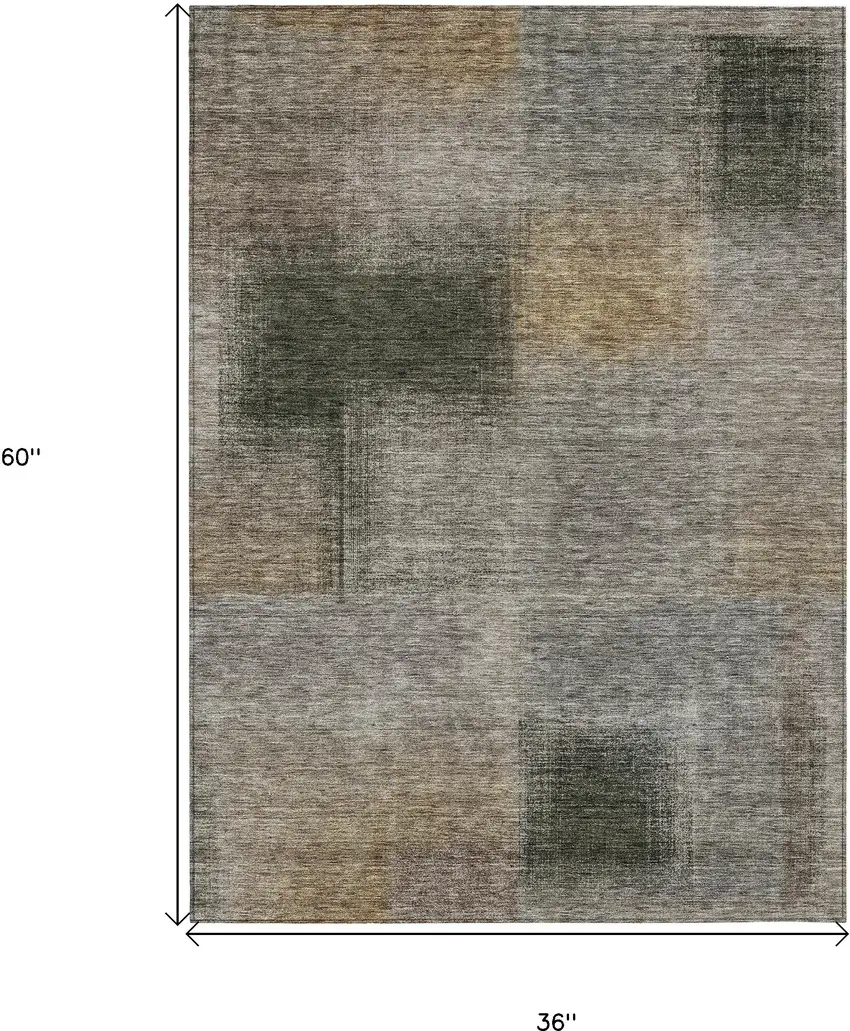 Taupe Gray And Beige Abstract Washable Indoor Outdoor Area Rug Photo 3