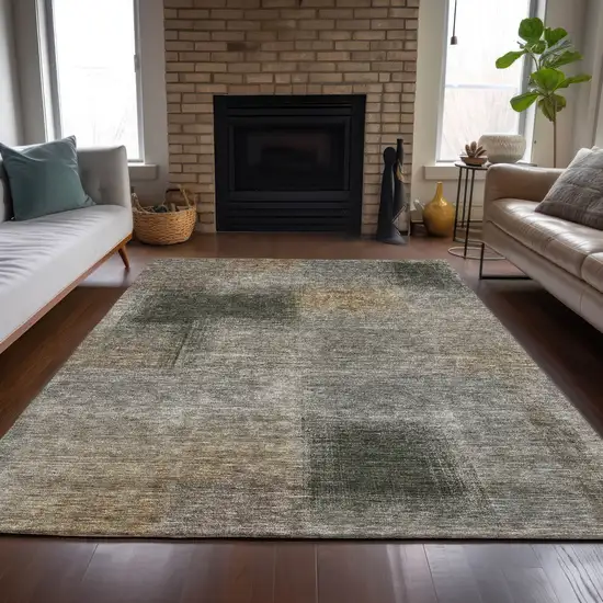 Taupe Gray And Beige Abstract Washable Indoor Outdoor Area Rug Photo 7
