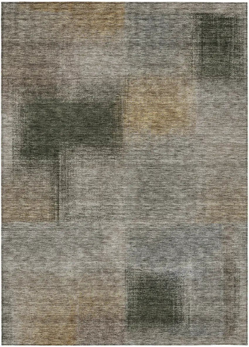 Taupe Gray And Beige Abstract Washable Indoor Outdoor Area Rug Photo 1