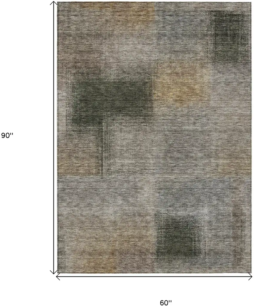 Taupe Gray And Beige Abstract Washable Indoor Outdoor Area Rug Photo 3