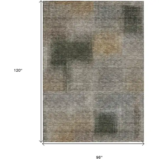Taupe Gray And Beige Abstract Washable Indoor Outdoor Area Rug Photo 3